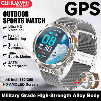 2026 New GPS Map Navigation Smart Watch Men Women Amoled Screen 3ATM Waterproof Sport SmartWatch Compass NFC BT Call Watches Men