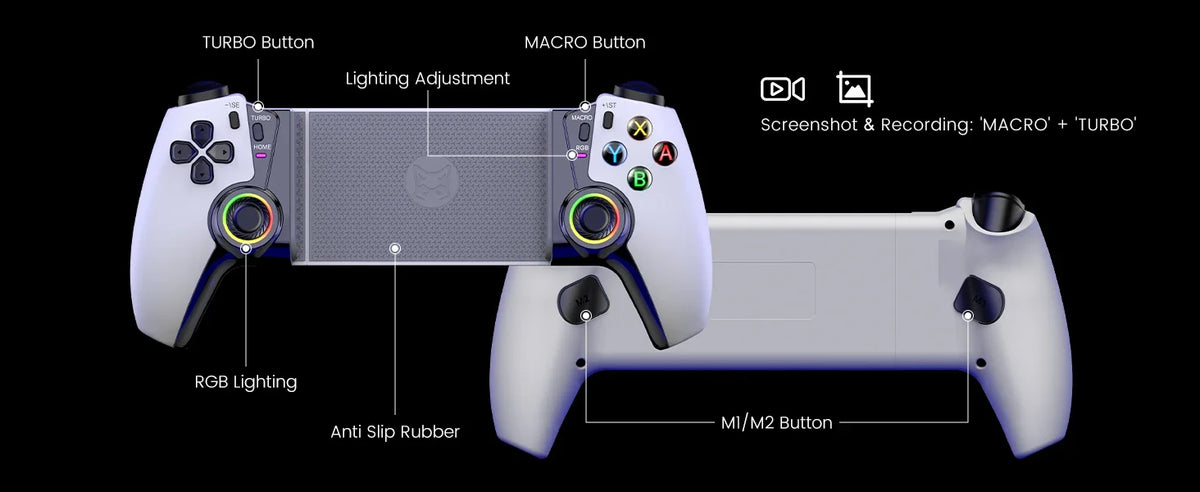 Beboncool Handy Controller for Iphone/Android/Switch 2/Switch/Oled, Mobile Controller with Rgb Light, Hall Effect Joystick