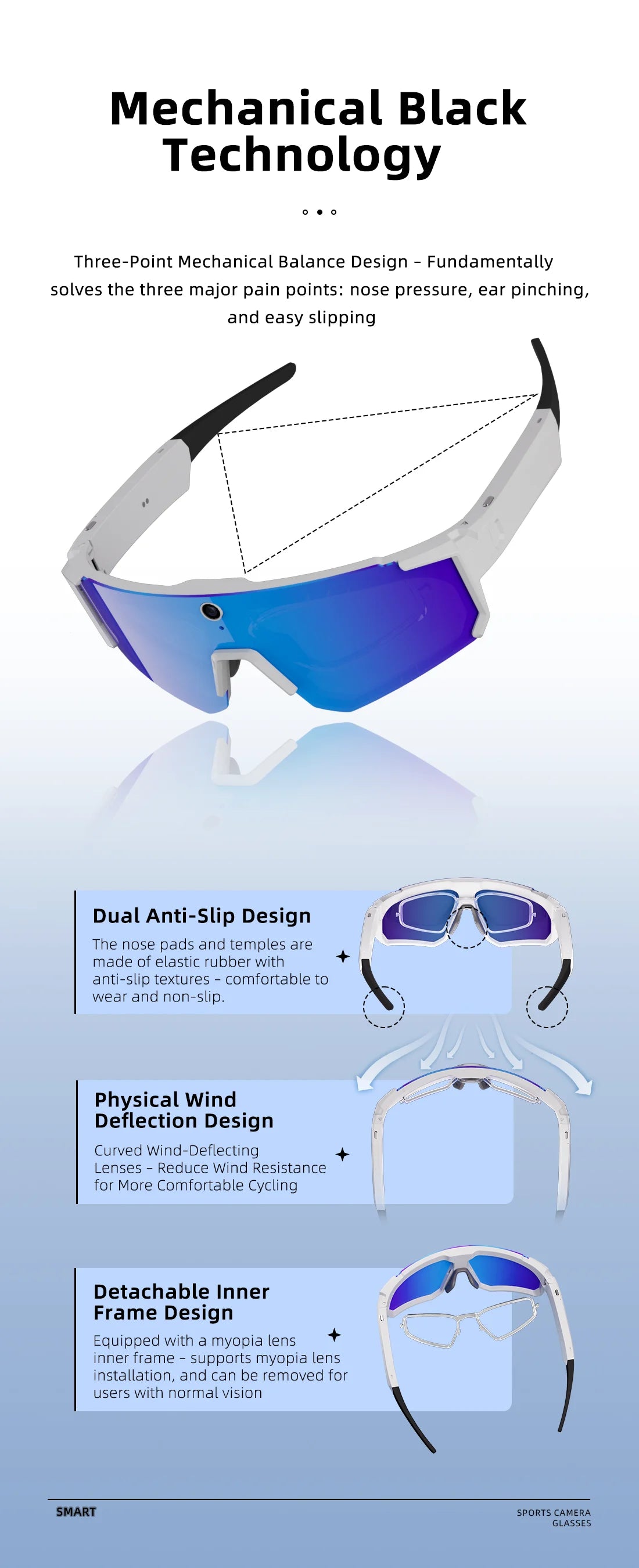 New AI Smart Shooting&Recording Glasses with 800W Camera HD Anti-Shake Bicycle Riding Shooting Artifact Windproof Goggles 2026