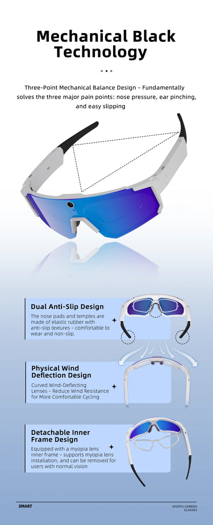 New AI Smart Shooting&Recording Glasses with 800W Camera HD Anti-Shake Bicycle Riding Shooting Artifact Windproof Goggles 2026