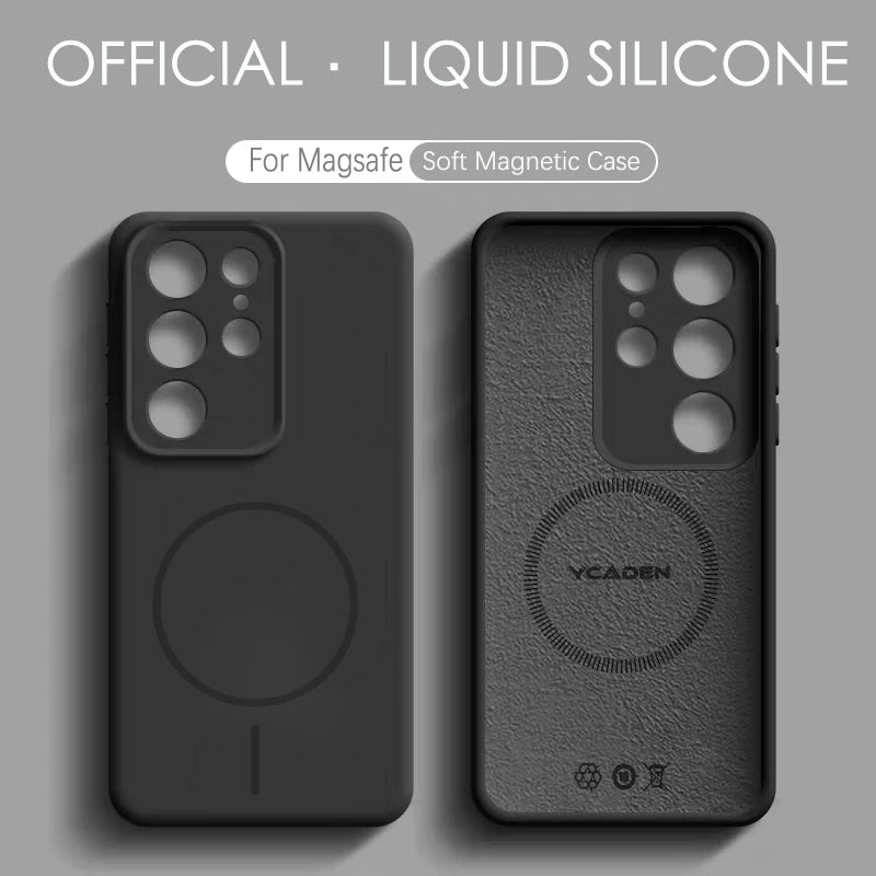 Solid Color For Magsafe Magnetic Wireless Charging Soft Silicone Phone Case For Samsung Galaxy S26 S25 Ultra  S23 S24 S22 Cover
