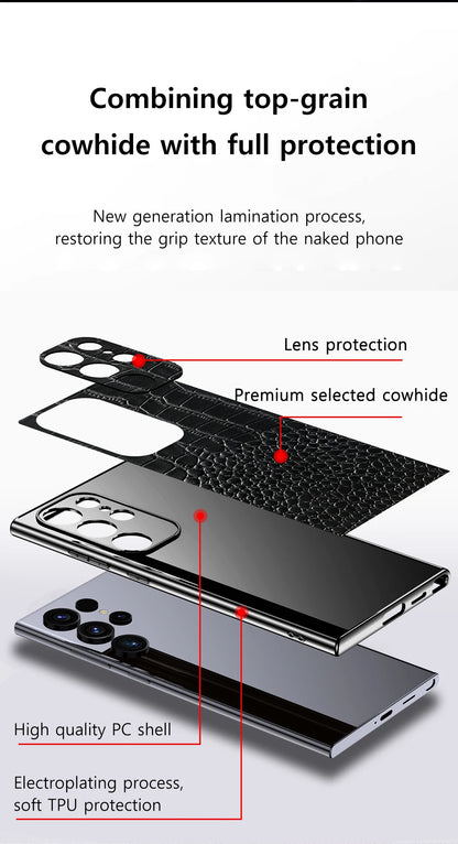 Genuine Leather Phone Case for Samsung Galaxy S 25 24 S24 S23 S25 Ultra S25ULtra S24ULtra S25 Plus Luxury Full Protection Cover