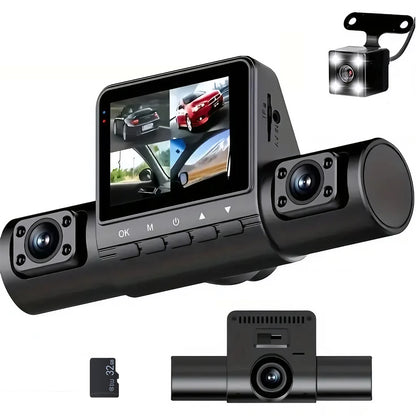 4 Lens Dash Cam 1080P Full HD 360 All Around View Car DVR 3 16 Inch IPS Screen Dashboard Camera Super Night Vision G Sensor Loop Recording Support Laptop Connection Professional Vehicle Driving Recorder Complete Interior Exte