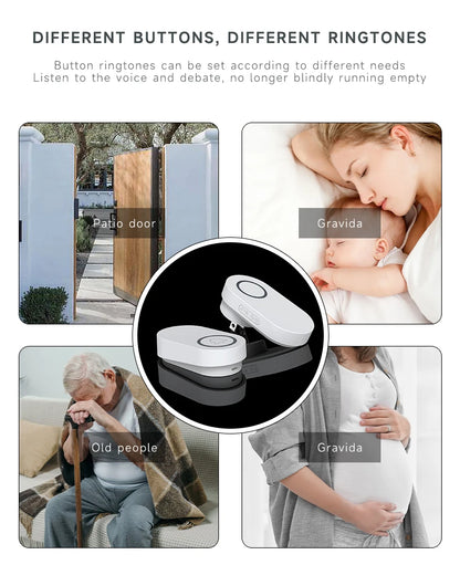 Newest Household High Volume Self Powered Wireless Doorbell US/EU/UK Plug Battery Free 60 Songs Waterproof Kinetic Door Bell