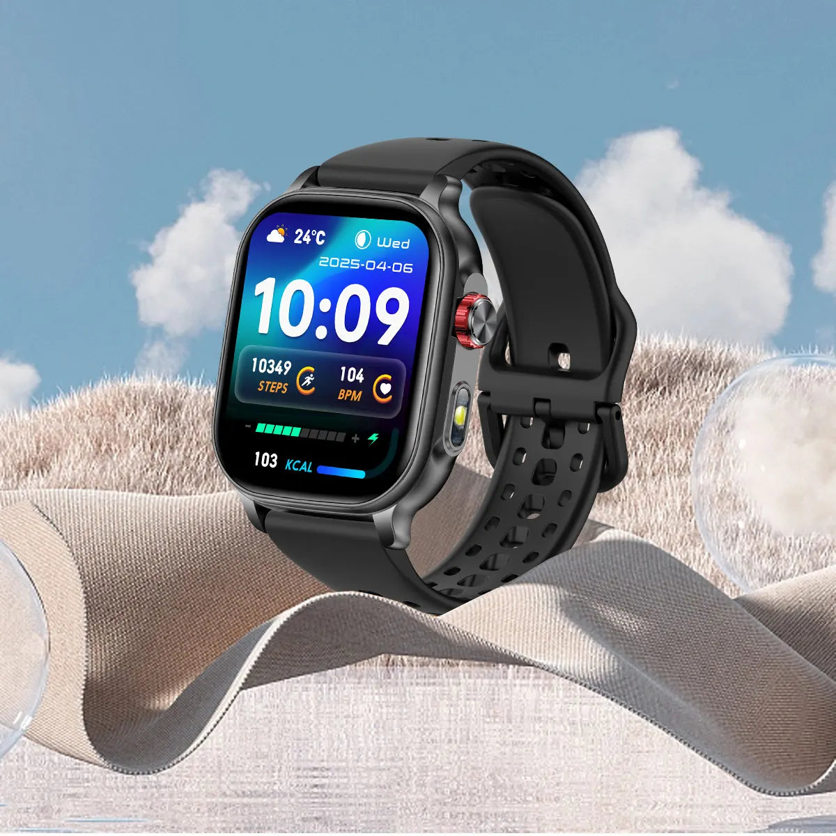 New1400mAh Large Battery Smart Watch 5ATM Waterproof LED Flashlight 100+ Sports Modes Heart Rate Fitness Tracker Men Smart Watch