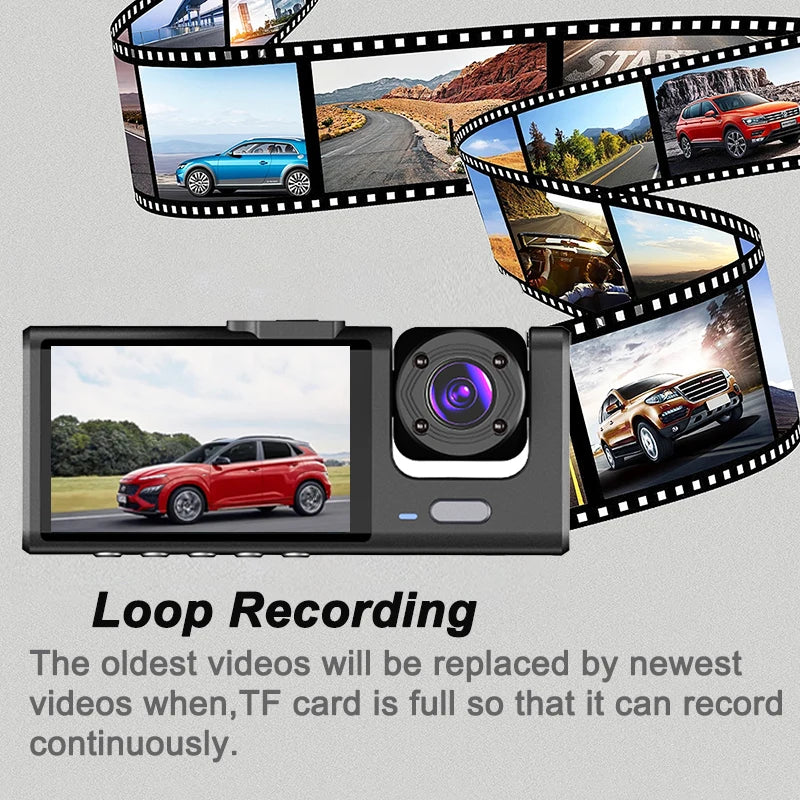 HONG TONG 1080P Car Dvr 2Camra Dash Cam Cars Camera for Vehicle Recorder Video Front Optional Rear Camera  Night Vision Dashcam