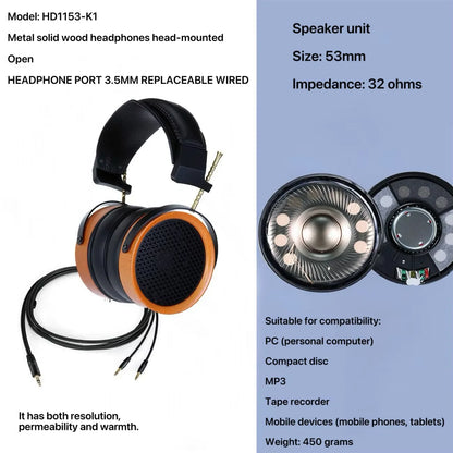 Closed-back Music Analysis Over-ear Headphones with 50mm Bio-diaphragm Monitoring Headsets