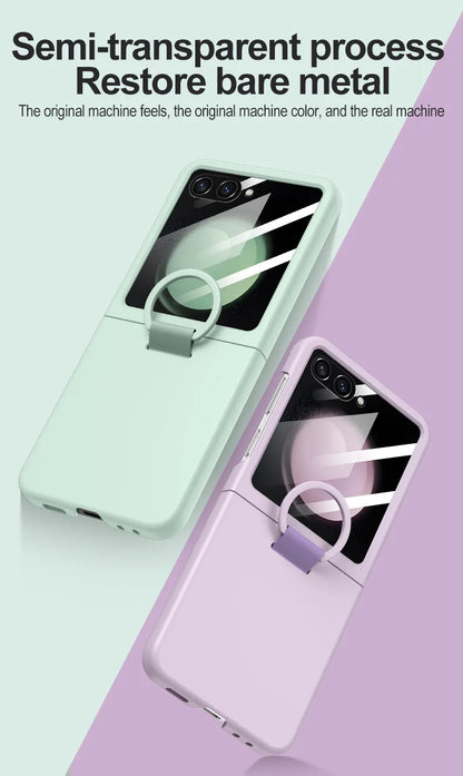 Hot Skin Feel Glass Case for Samsung Galaxy Z Flip 7 FE 6 5 5G Fold Business Fashion Cover Anti-knock Cases for Flip5 Flip6