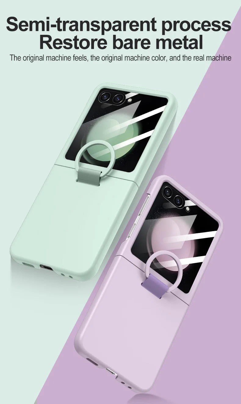 Hot Skin Feel Glass Case for Samsung Galaxy Z Flip 7 FE 6 5 5G Fold Business Fashion Cover Anti-knock Cases for Flip5 Flip6