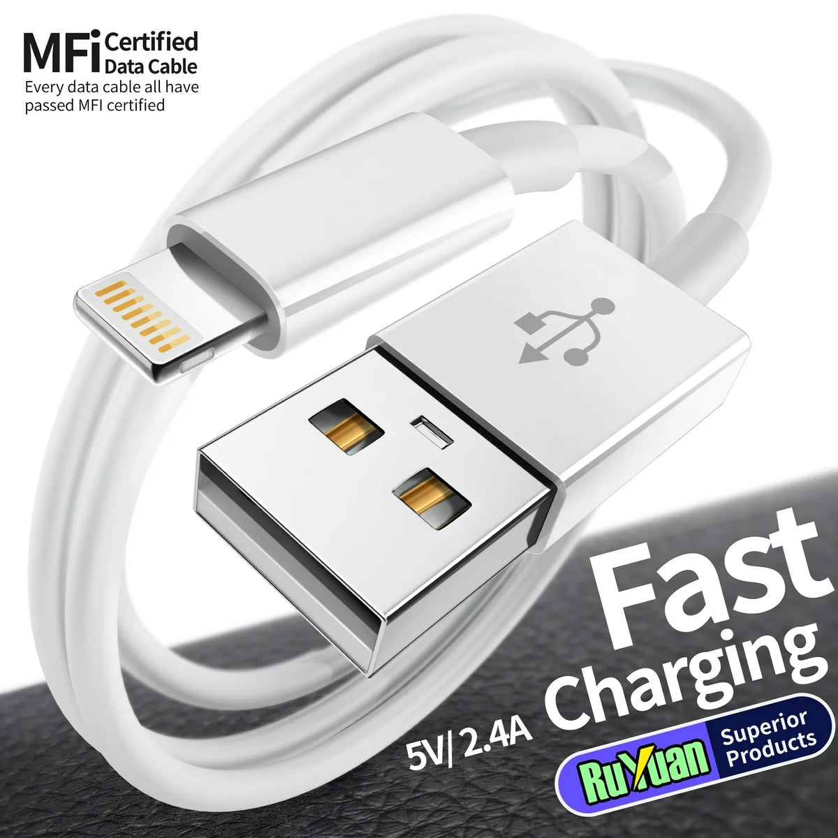 MFi Certified iPhone Charger Cable USB A to Lightning Data Cable for iPhone 14 13 12 Mini Pro Max XR 11 X iPad iPod