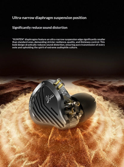 GK-KUNTEN Wired Earphones Flagship Single Motion In Ear Heavy Bass Fever HIFI High Quality Earphones