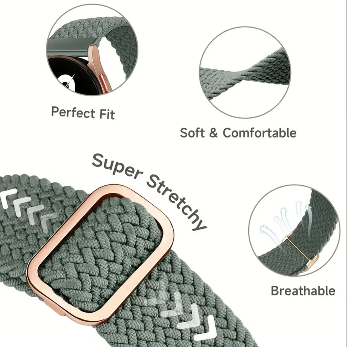 3pcs 18/20/22mm Braided Loop for Galaxy Watch 7 6 5 4 3 Band For Huawei Watch GT5 GT4/Garmin Vivoactive 5/Amazfit Bip6