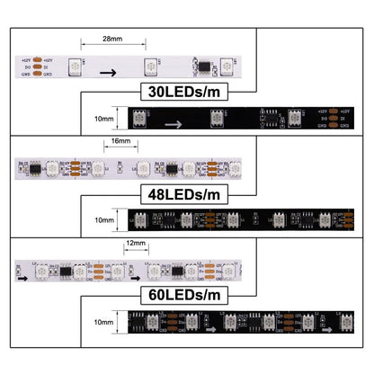 WS2811 WS2812B WS2813 WS2815 30/60/144Pixels/Leds/m 5050 RGBIC Smart LED Strip WS2812 Individually Addressable IC Light DC5V/12V