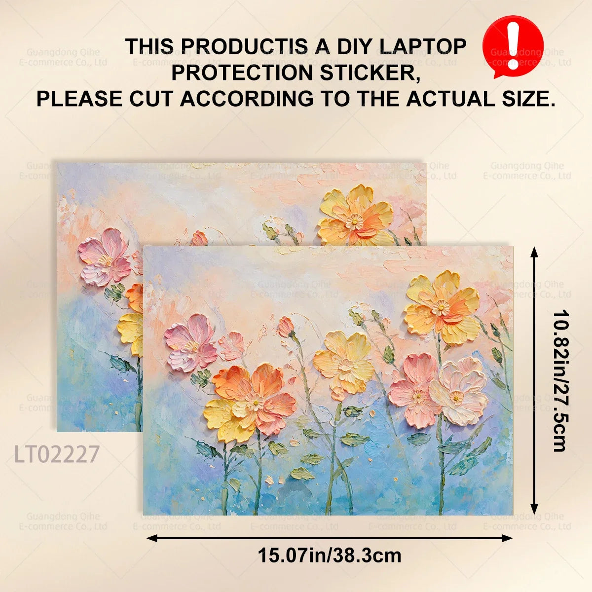 2 PCS Removable Flower Stickers for Laptop PVC Aesthetic Decals Self-Adhesive Peel Off No Residue Tablet Skin MacBook Skin