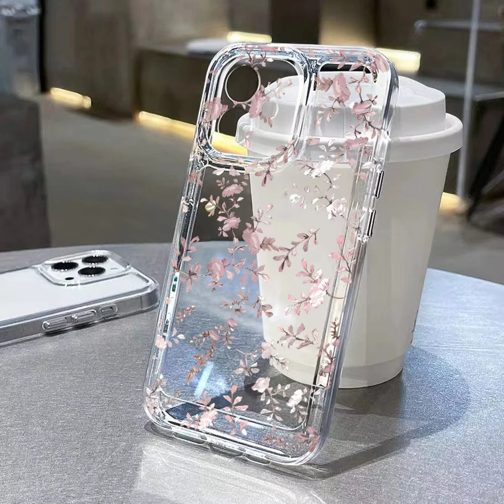 Purple Flower Phone Case For iPhone 17 Case iPhone 14 16 18 13 11 12 15 Pro Max 7 Plus 16e XR SE Air Shockproof Soft Clear Cover