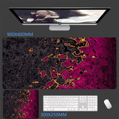 Black Waves Large Gaming Mouse Pad Computer Keyboard Desk Pad XXL with Rubber Non-Slip Stitched Edge for Friends Boyfriend