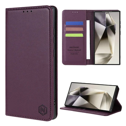 Wallet Skin Friendly Magnetic Slot Flip Leather Case For Samsung Galaxy S26 Ultra S25 Edge S24 FE S23 Plus S22 S21 S20FE S10+