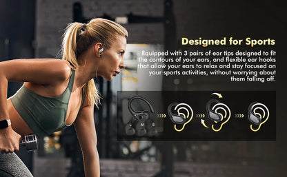 Bluetooth Wireless Headphones with ENC Mic Sports Waterproof TWS Bluetooth Earphones Key Control Wireless Headsets Earbuds Phone