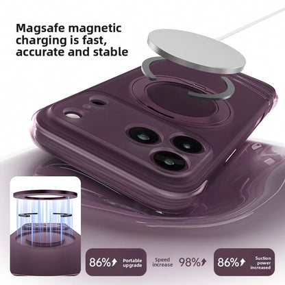 Luxury 360 Rotating Magnetic Kickstand Skin Feel Shockproof Case for iPhone 18 Pro Max 17 Pro for Magsafe Slim Fit AI key‌ Cover