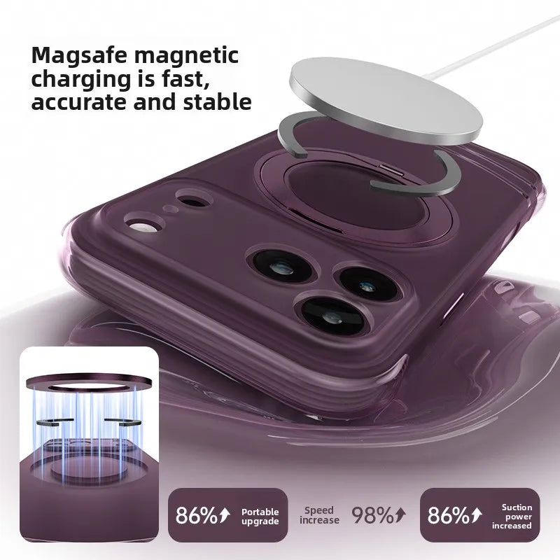 Luxury 360 Rotating Magnetic Kickstand Skin Feel Shockproof Case for iPhone 18 Pro Max 17 Pro for Magsafe Slim Fit AI key‌ Cover