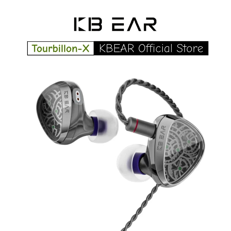 KBEAR TBX Tourbillon X IEMS In-Earphone Wired Headphones 10mm CVD-Coated Carbon Fiber Diaphragm Deep Bass Gaming Headset