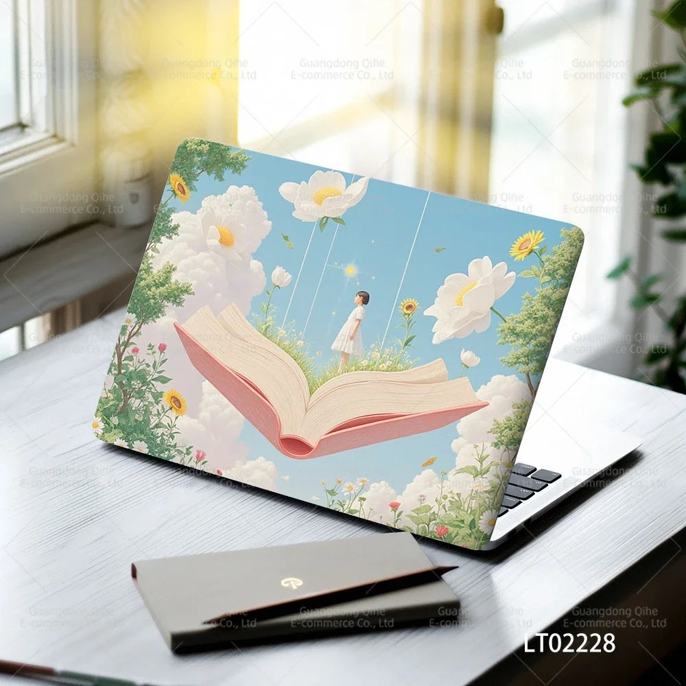 2 PCS Removable Flower Stickers for Laptop PVC Aesthetic Decals Self-Adhesive Peel Off No Residue Tablet Skin MacBook Skin