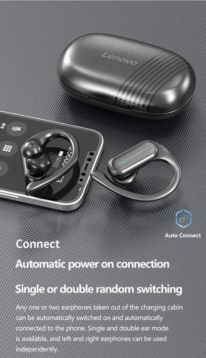 Original Lenovo A520 Open-Ear True Wireless Earbuds Ear-clip Design Hook Earphone Open Audio TWS Sport Headset LED Power Display
