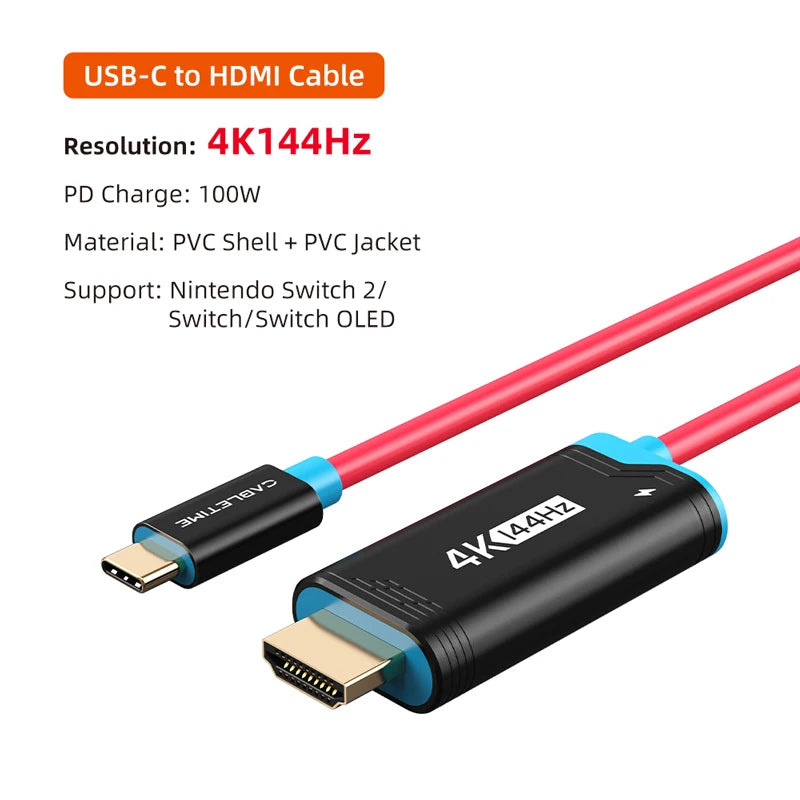 CABLETIME Switch 2 Dock Station Portable TV Dock 4K144Hz USB C to HDMI Cable  PD 100W Adapter Prefect Switch 2/1 OLED for PS4/5