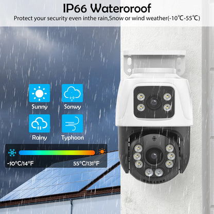 Gadinan 6MP Dual Lens PTZ POE IP Camera Outdoor Home Video Security Surveillance Motion Detection CCTV Support Onvif XMEye iCSee
