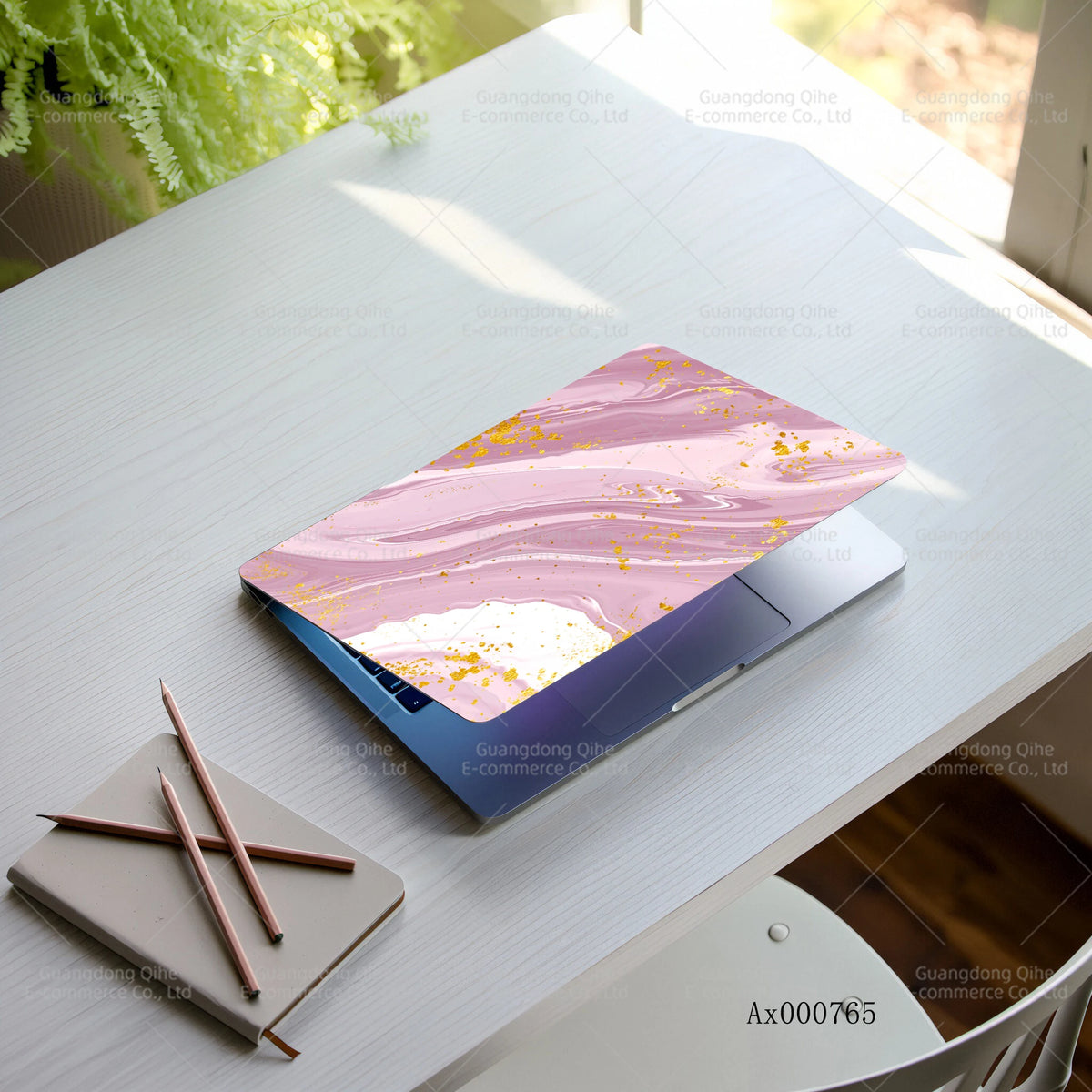 2pcs Luxury Rose Gold Marble Laptop Sticker Self-Adhesive Anti-Scratch Skin MacBook Notebook PC Keyboard Waterproof Skin Decor