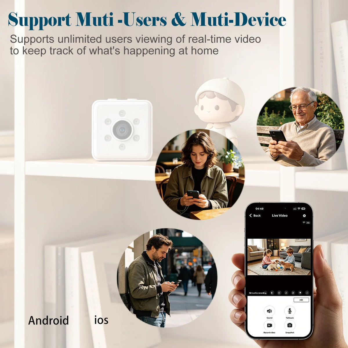 Next-Gen Mini Wireless Security Camera Portable Smart Indoor Nanny Cam with Motion Alerts