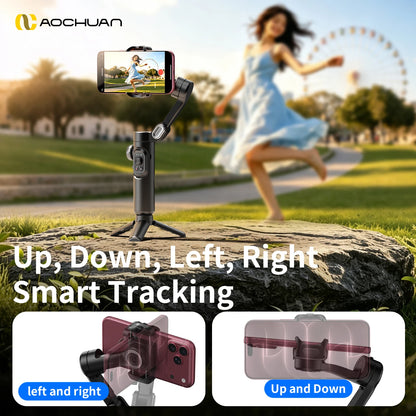 AOCHUAN 3-Axis Handheld Gimbal Stabilizer for Smartphone with Fill Light for iPhone Android Face Tracking Vlog Smart XE