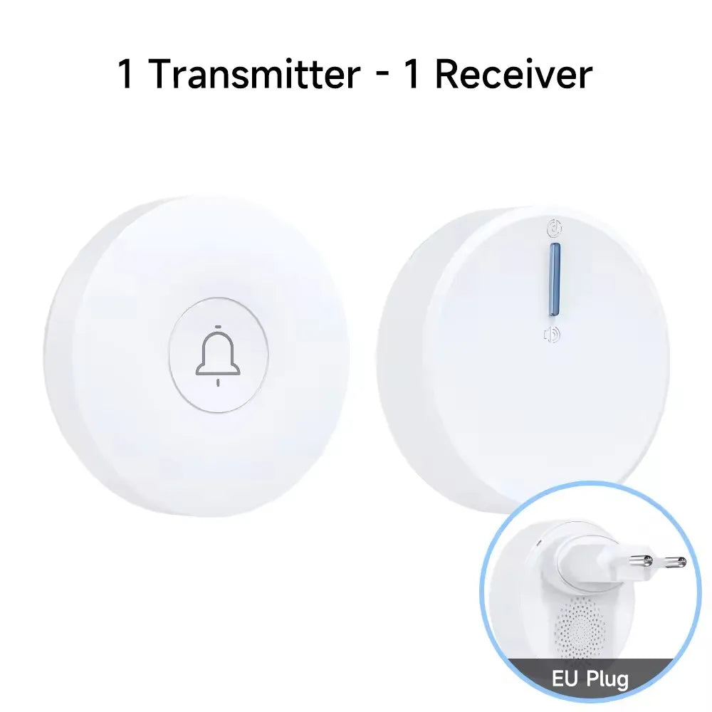 Outdoor Waterproof Circular Self Generating Wireless Doorbell Compatible With Ac 110v-240v Us/Eu Plug Ultra Long Distance Caller