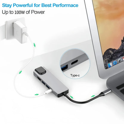 5 in 1 USB C Hub to 4K HDMI-compatible USB 3.0 2.0 Type C Charging RJ45 100M Splitter USB 3.0 5Gbps High Speed USB C HUB Adapter