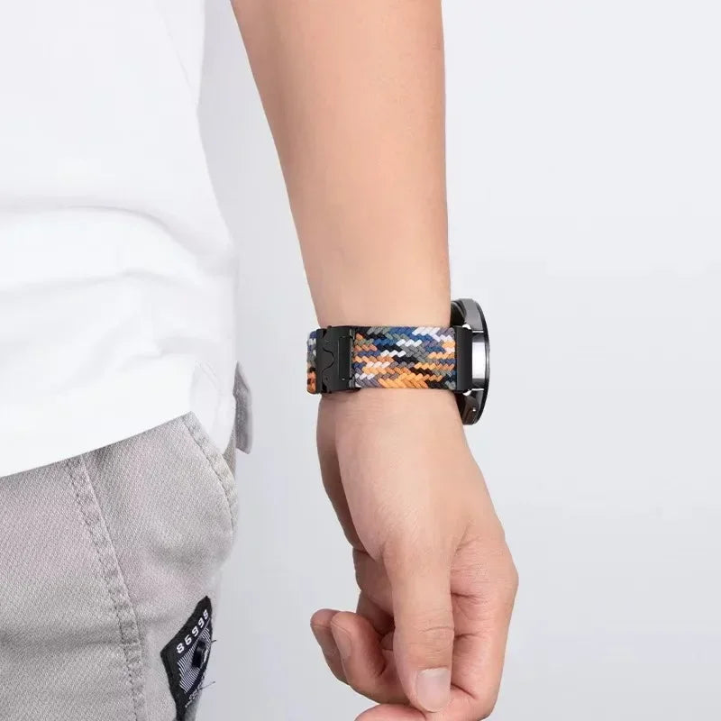 Nylon Braided Loop Strap For Huawei Watch 5 46mm GT5-4-3 Parachute Buckle Flexible Wristband For Samsung Watch 7/6/5/4 Bracelet