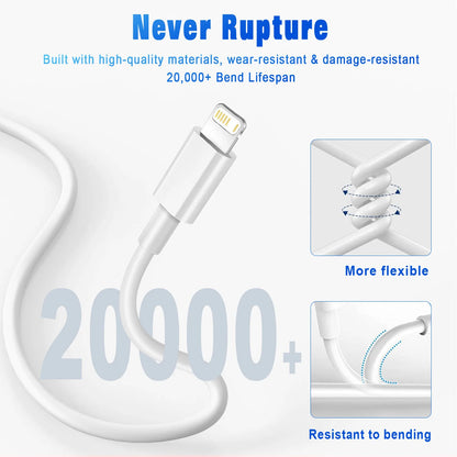 3A USB Cable Fast Charging Data Sync Cord for iPhone 14/13/12/11 Pro Max/XR 6s/7/8 Plus 3ft/6ft Lead Mobile Phone Charger Wire