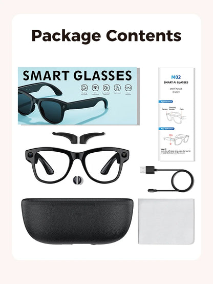 New 2026 AI Smart Glasses 1080P Camera Video Recorder Open Ear Bluetooth Audio Voice Control WiFi Sync Sports Glasses Men Use HD