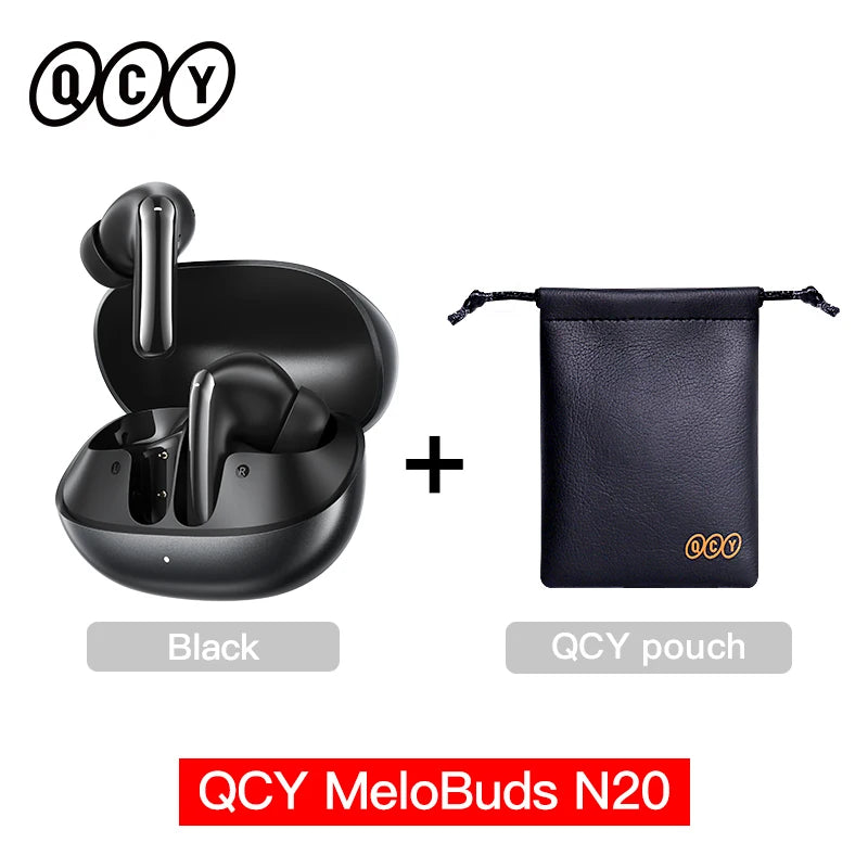 QCY MeloBuds N20 Wireless Bluetooth 6.0 Earphone 13mm Drivers -50dB Adaptive Hybrid Noise Cancelling Earbud 40Hrs HT20 Headphone