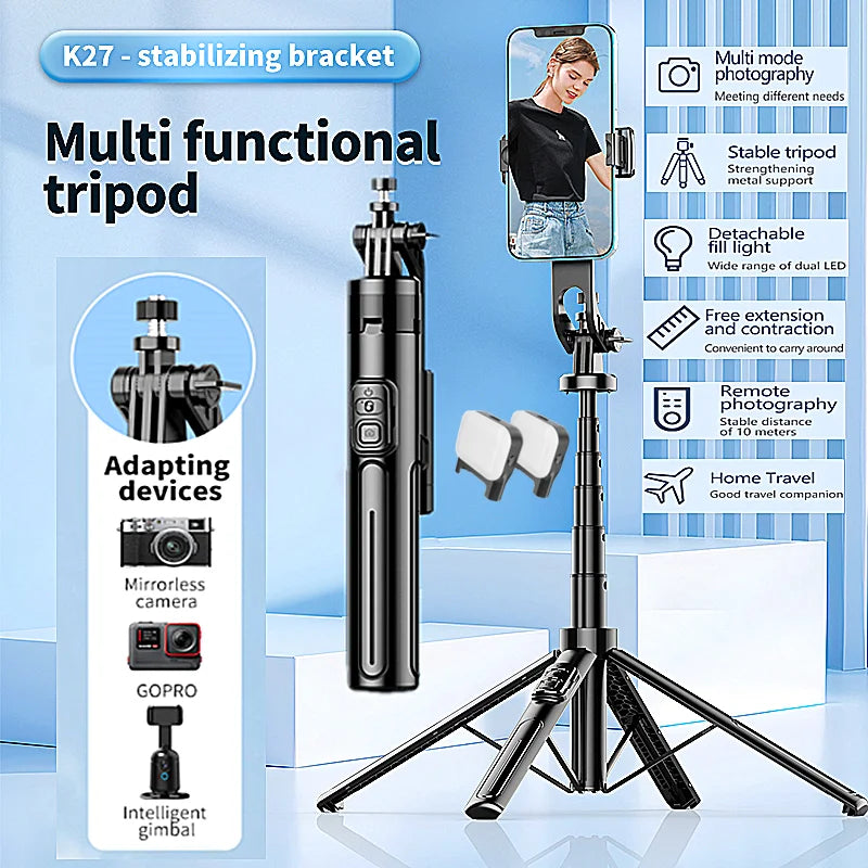 FANGTUOSI New Selfie Stick Universal Bluetooth Four-legged Tripod 1.3 Meter Mobile Phone Stand Anti-shake Live Broadcast
