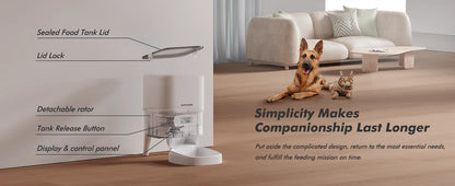 NITYERS 4.5L Smart Automatic Cat Feeder, Tuya App Remote Control Timed Pet Feeder for Cats & Dogs, 2.4G WiFi Dispenser with 10s Voice Recorder, Dual Power & Stainless Steel Bowl