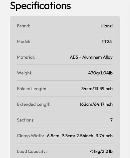 Ulanzi TT23 360° Auto-Tracking Selfie Stick Tripod Compact Foldable With Gesture Control Bluetooth Smart Face Tracking Tools