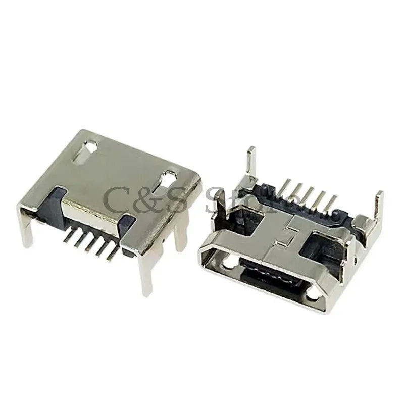 10pcs Micro USB Connector 5pin Seat Jack Micro USB Four Legs 5P Inserting Plate Seat Mini USB Connector