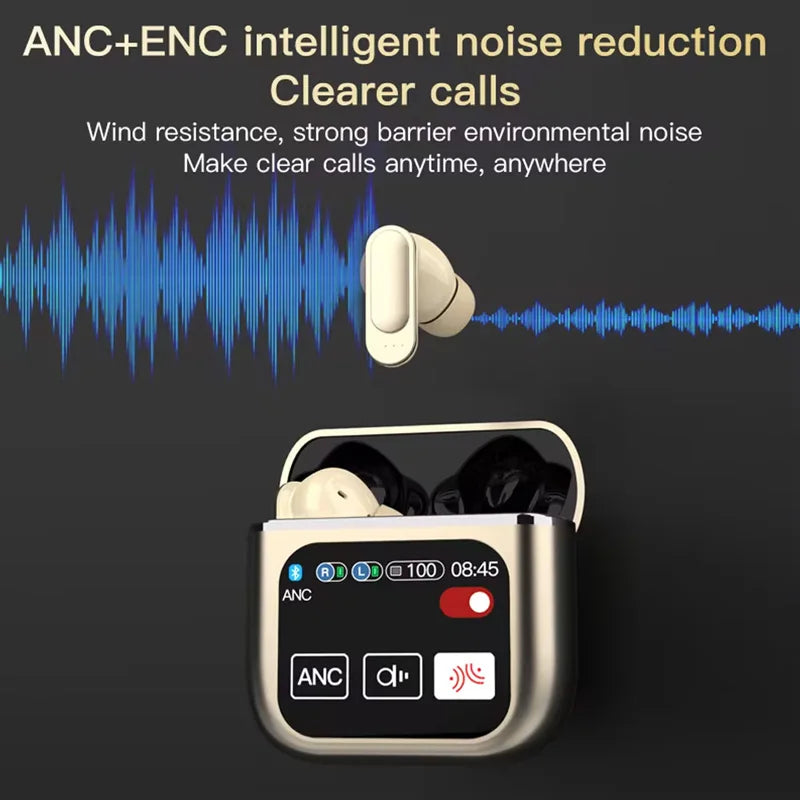 SE-60 TWS Touch Screen Bluetooth 5.4 Earphones ANC ENC Noise Cancelling Gaming Low Latency Stereo Wireless Earbuds Long Battery