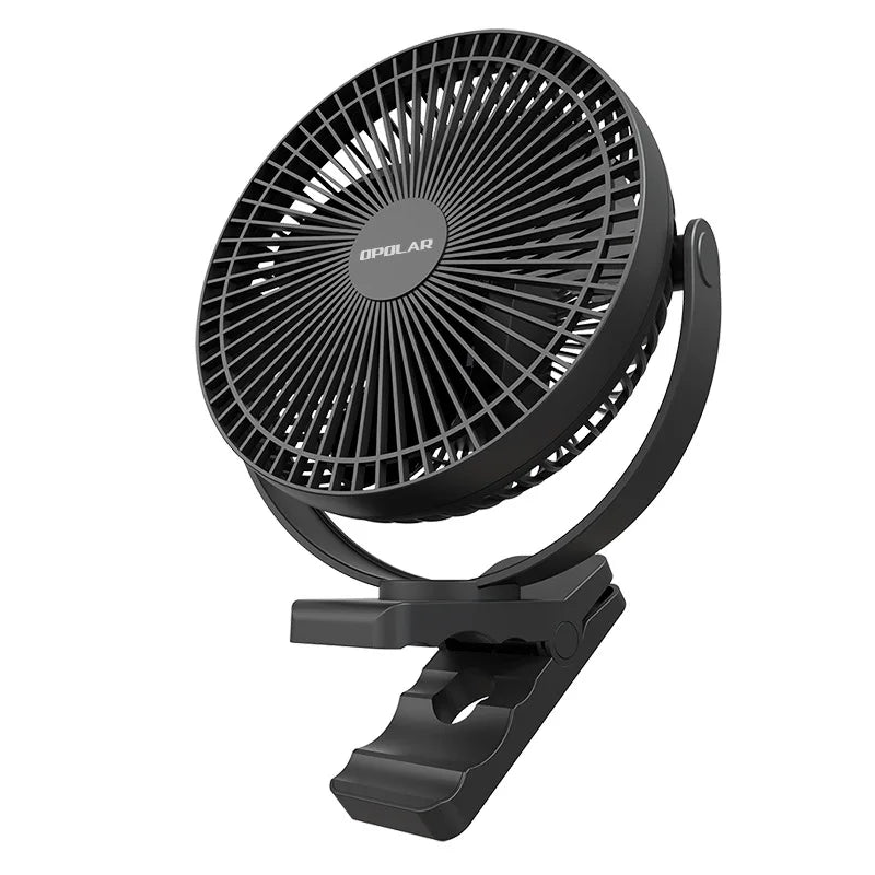 OPOLAR Rechargeable 8inch Clip Fan Strong Silent Wind Mini USB Fan Sturdy Clamp for Baby Stroller Camping Home Outdoor 10,000mAh