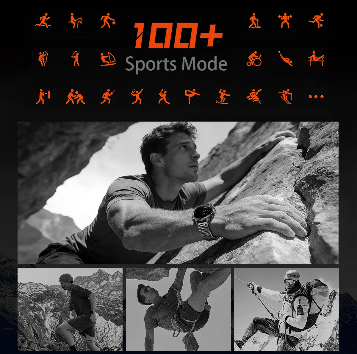 LIGE New 1400mAh Battery Smart Watch Men BT Call Waterproof Heart Rate Monitor Flashlight & SOS Red Light Sports Smartwatch Men