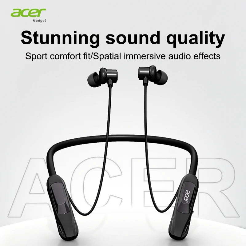 Acer Ohr810 Neckband-Style In-Ear Wireless Headphones, Secure Fit to Prevent Falling Off, Stereo Sound Effect, Bluetooth 5.4, Long Battery Life, Clear Calls, Suitable for Daily Sports and Commuting