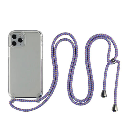 Crossbody Necklace Cord Lanyard Transparent Phone Case For iPhone 16 15 13 Pro Max 12 11 7 8 Plus X XR XS Strap Hang Rope Cover