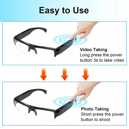 KEBIDUMEI Smart Camera Glasses 1080P HD Portable Wearable Audio&Video Recorder Eyeglass Support TF Card for Meeting Cycling Vlog