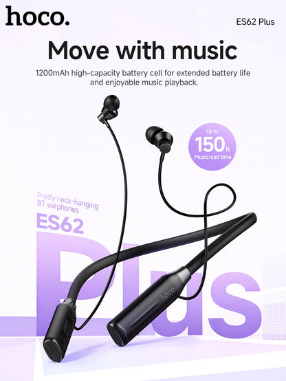 HOCO ES62 Plus Neck Band Bluetooth Earphones Wireless Headsets 150 Hours Use Sports Running Hifi Sounds Support TF Card Playback