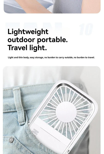 Summer Portable Ultra-thin Neck Small Fan F30 USB Charging Semiconductor Refrigeration Infinity Handheld Icing Fan